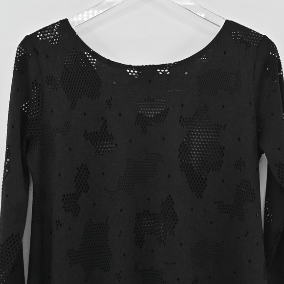 CLARA SUN WOO Womens Laser Floral Top Size XS Whimsigoth Lace Black Asymmetric - Picture 10 of 11